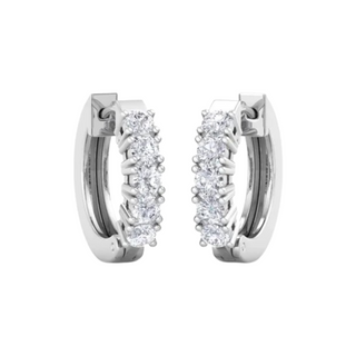 0.80 Carat Round Shaped 5 Stone Moissanite Hoop Earring for Men's