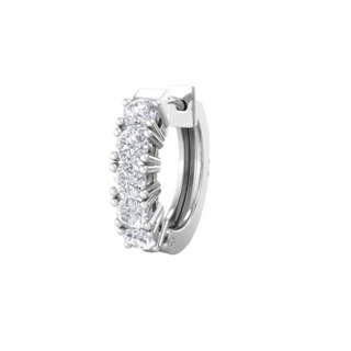 0.80 Carat Round Shaped 5 Stone Moissanite Hoop Earring for Men's