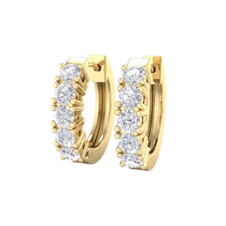 0.80 Carat Round Shaped 5 Stone Moissanite Hoop Earring for Men's