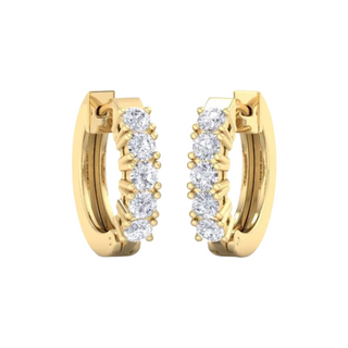 0.80 Carat Round Shaped 5 Stone Moissanite Hoop Earring for Men's