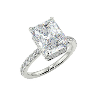 1.50 Carat Radiant Shape Hidden Halo Moissanite Ring in White Gold
