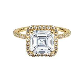 2 Carat Asscher Cut Hidden Halo Moissanite Ring in Rose Gold