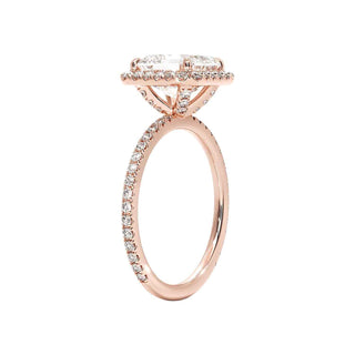 2 Carat Asscher Cut Hidden Halo Moissanite Ring in Rose Gold