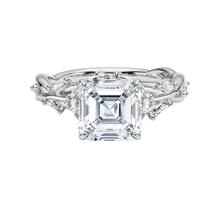 2 Carat Asscher Shaped Vintage Moissanite Ring in White Gold