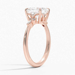 2 Carat Asscher Cut Moissanite 7 Stone Engagement Ring in Rose Gold