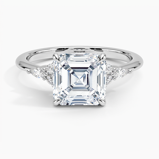 2 Carat Asscher Cut Moissanite 7 Stone Engagement Ring in Rose Gold