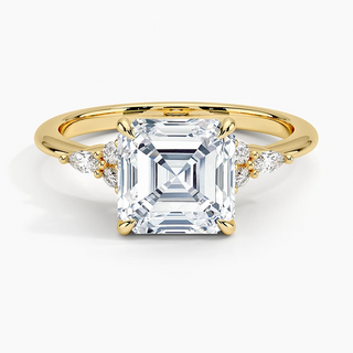 2 Carat Asscher Cut Moissanite 7 Stone Engagement Ring in Rose Gold
