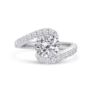 1.30-Carat Round Cut Moissanite Bypass Engagement Ring In White Gold