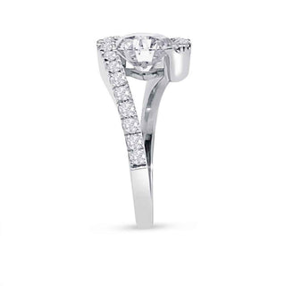1.30-Carat Round Cut Moissanite Bypass Engagement Ring In White Gold