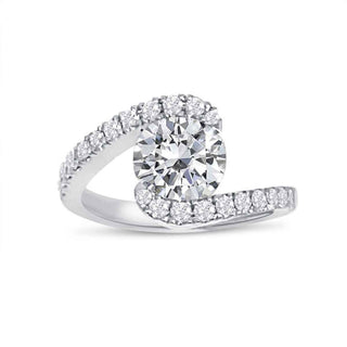 1.30-Carat Round Cut Moissanite Bypass Engagement Ring In White Gold