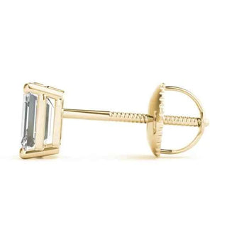 1 Ct Emerald Cut Solitaire Moissanite Stud Earrings in White Gold
