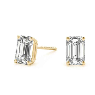 1 Ct Emerald Cut Solitaire Moissanite Stud Earrings in White Gold