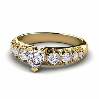 1.30 Carat Heart And Round Shape Moissanite Vintage Engagement Ring in Rose Gold