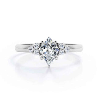 1.80 Carat Kite Shape Moissanite Cluster Engagement Ring In White Gold