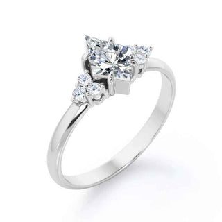 1.80 Carat Kite Shape Moissanite Cluster Engagement Ring In White Gold