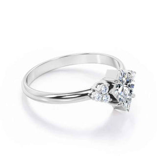 1.80 Carat Kite Shape Moissanite Cluster Engagement Ring In White Gold
