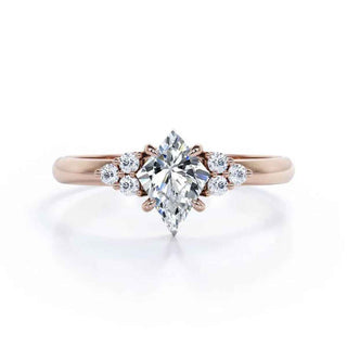 1.80 Carat Kite Shape Moissanite Cluster Engagement Ring In White Gold