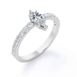 1.20 Carat Kite Shape Moissanite Engagement Ring In White Gold