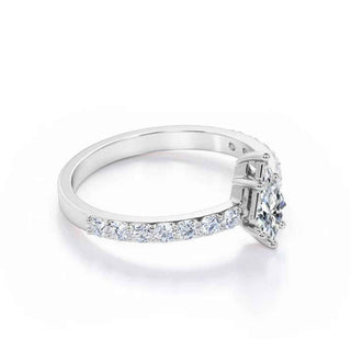 1.20 Carat Kite Shape Moissanite Engagement Ring In White Gold