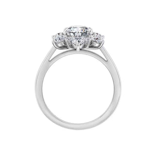 1.70 Carat Moissanite Floral Engagement Ring In White Gold
