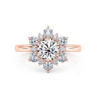 1.70 Carat Moissanite Floral Engagement Ring In White Gold