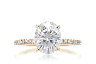 2 Carat Oval Shaped Moissanite Ring with Accent in White Gold