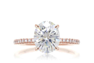 2 Carat Oval Shaped Moissanite Ring with Accent in White Gold
