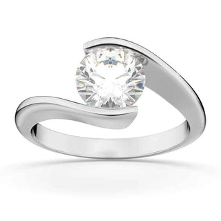 1.30 carat Round Cut Moissanite Solitaire Engagement Ring In White Gold