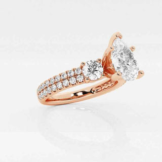 2.50 Carat Pear Cut Three Stone Moissanite Ring in White Gold