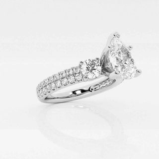2.50 Carat Pear Cut Three Stone Moissanite Ring in White Gold