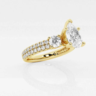 2.50 Carat Pear Cut Three Stone Moissanite Ring in White Gold