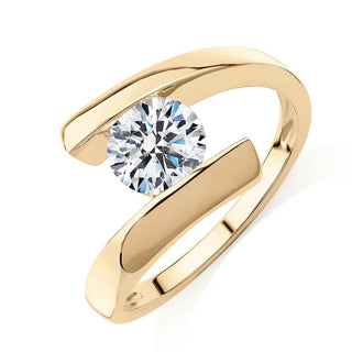 1.20 ct Round Cut Moissanite Tension Set Solitaire Engagement Ring In Yellow Gold