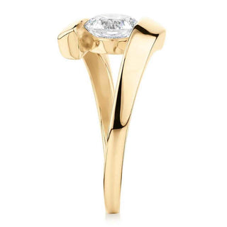1.20 ct Round Cut Moissanite Tension Set Solitaire Engagement Ring In Yellow Gold