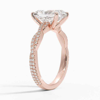 2 Carat Radiant Cut Criss Cross Moissanite Ring in White Gold