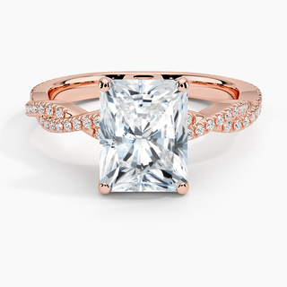 2 Carat Radiant Cut Criss Cross Moissanite Ring in White Gold