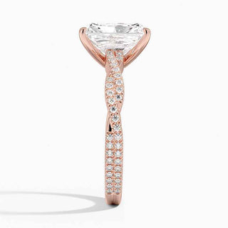 2 Carat Radiant Cut Criss Cross Moissanite Ring in White Gold