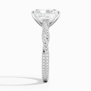2 Carat Radiant Cut Criss Cross Moissanite Ring in White Gold