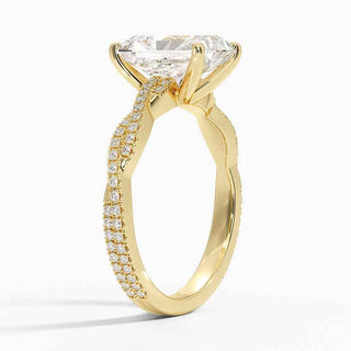 2 Carat Radiant Cut Criss Cross Moissanite Ring in White Gold