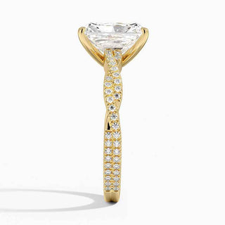 2 Carat Radiant Cut Criss Cross Moissanite Ring in White Gold
