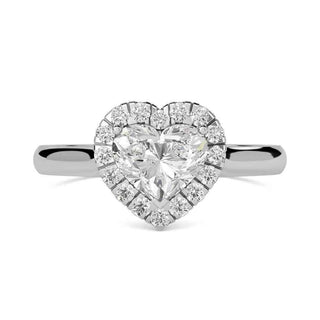 1.50 Ct Heart Cut Moissanite Halo Ring in White Gold