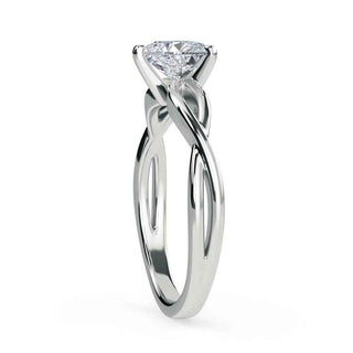 1 Carat Heart Cut Twisted Solitaire Moissanite Ring in Rose Gold