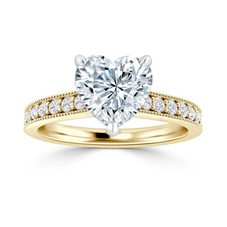 2.20 Ct Heart Shape Channel Setting Moissanite Ring in Yellow Gold