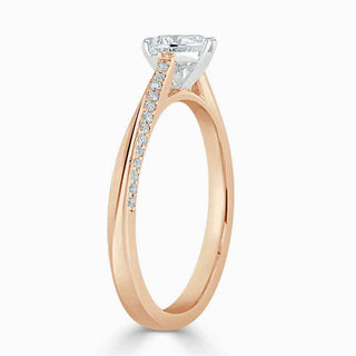 1.60 Carat Heart Shape Moissanite Cathedral Ring in Rose Gold