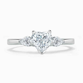 1.80 Ct Heart Shape Moissanite Three Stone Ring in White Gold