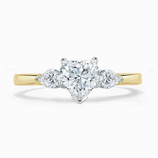 1.80 Ct Heart Shape Moissanite Three Stone Ring in White Gold