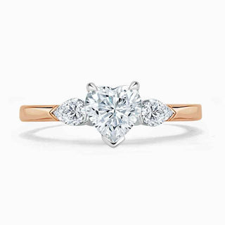 1.80 Ct Heart Shape Moissanite Three Stone Ring in White Gold