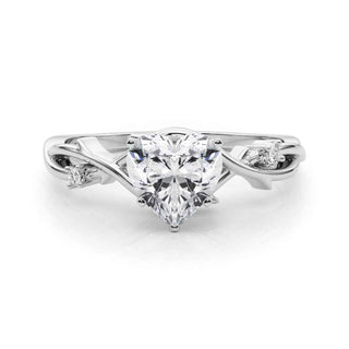 1 Carat Heart Shape Three Stone Twisted Moissanite Ring in Rose Gold