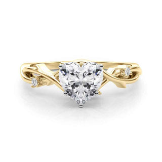1 Carat Heart Shape Three Stone Twisted Moissanite Ring in Rose Gold