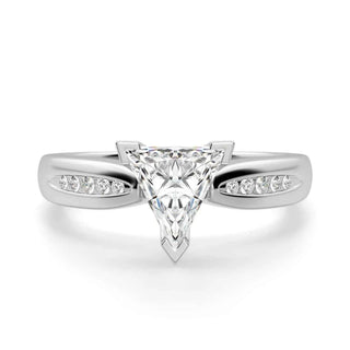 2.50 Ct Trillion Cut v Prong Moissanite Ring in White Gold
