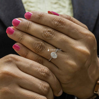 1 Carat Moissanite Oval Hidden Halo Engagement Ring